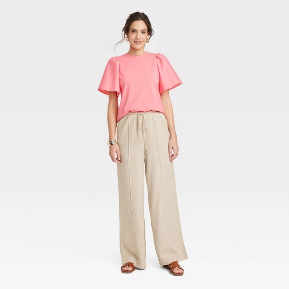 NWT Women's KTW Puff Elbow Sleeve T-Shirt - A New Day Pink XS - Picture 3 of 6